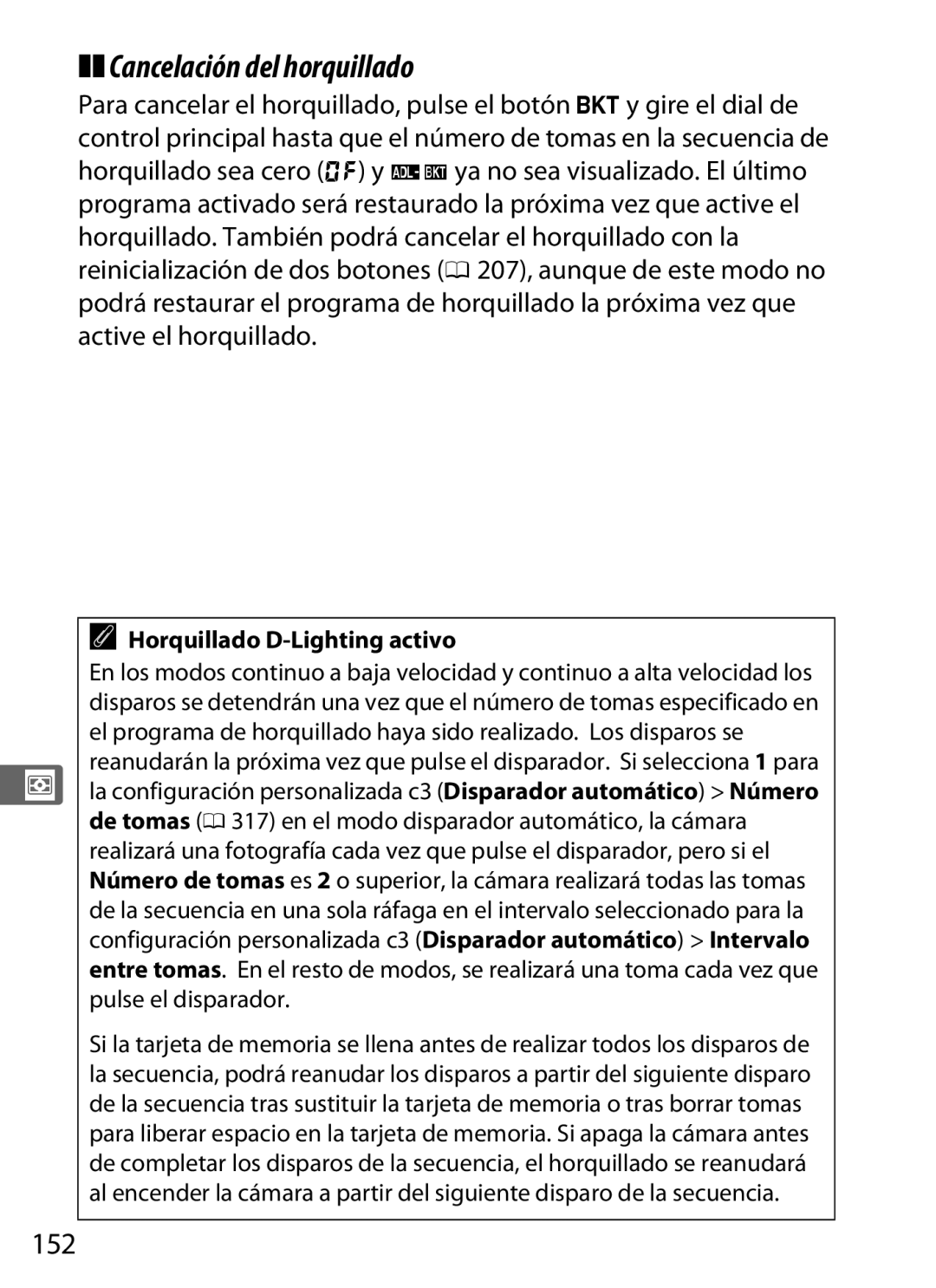 Nikon SB1L01 manual 152, Horquillado D-Lighting activo 