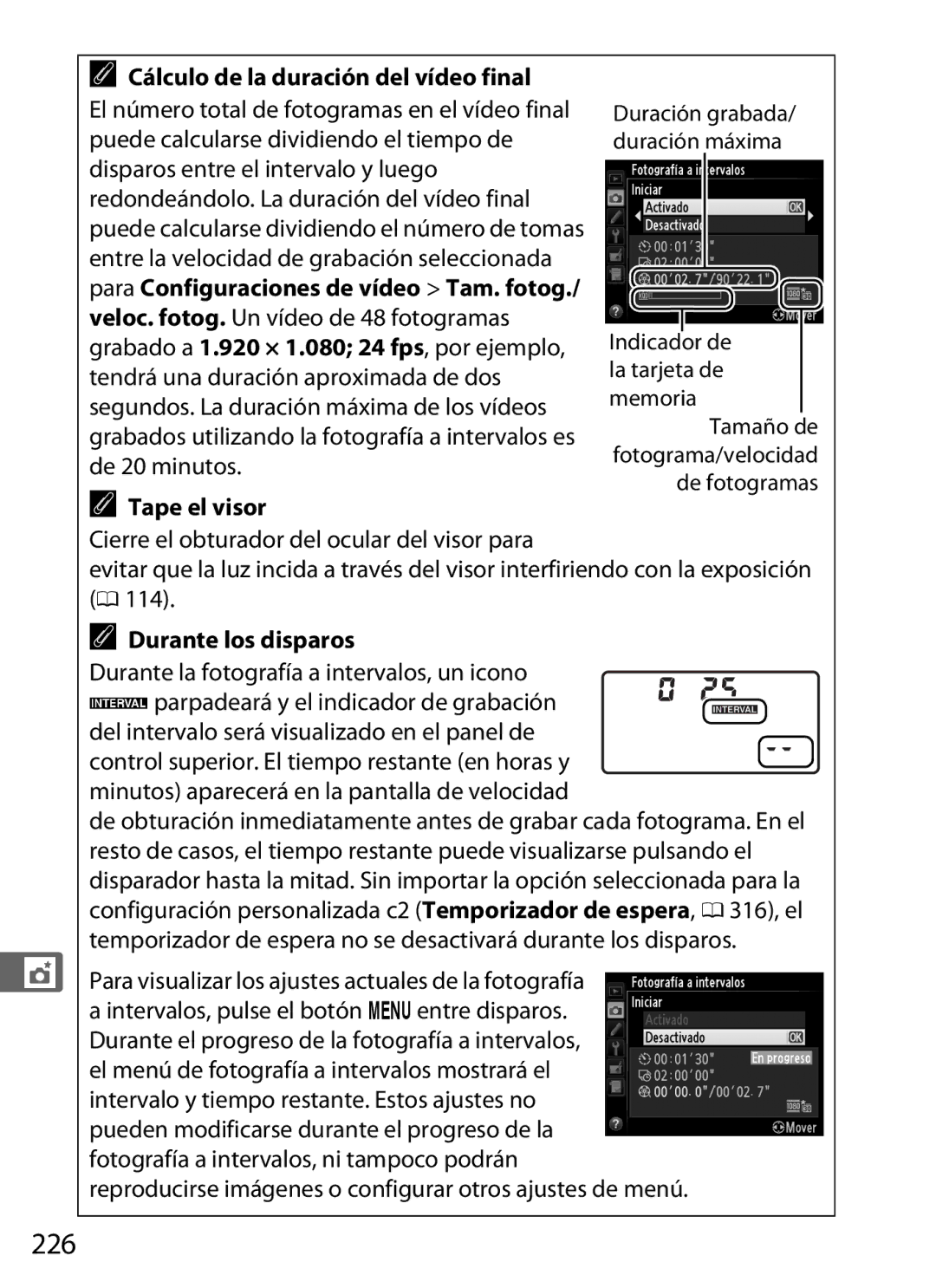 Nikon SB1L01 manual 226, Cálculo de la duración del vídeo final 