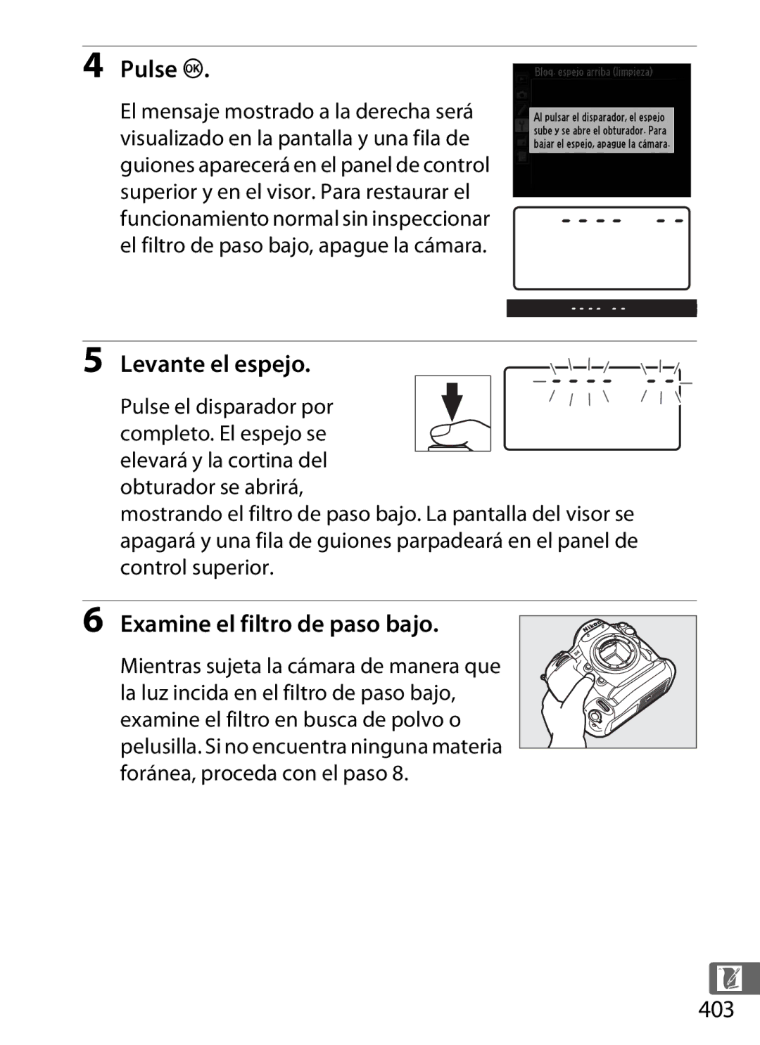 Nikon SB1L01 manual Examine el filtro de paso bajo, 403 