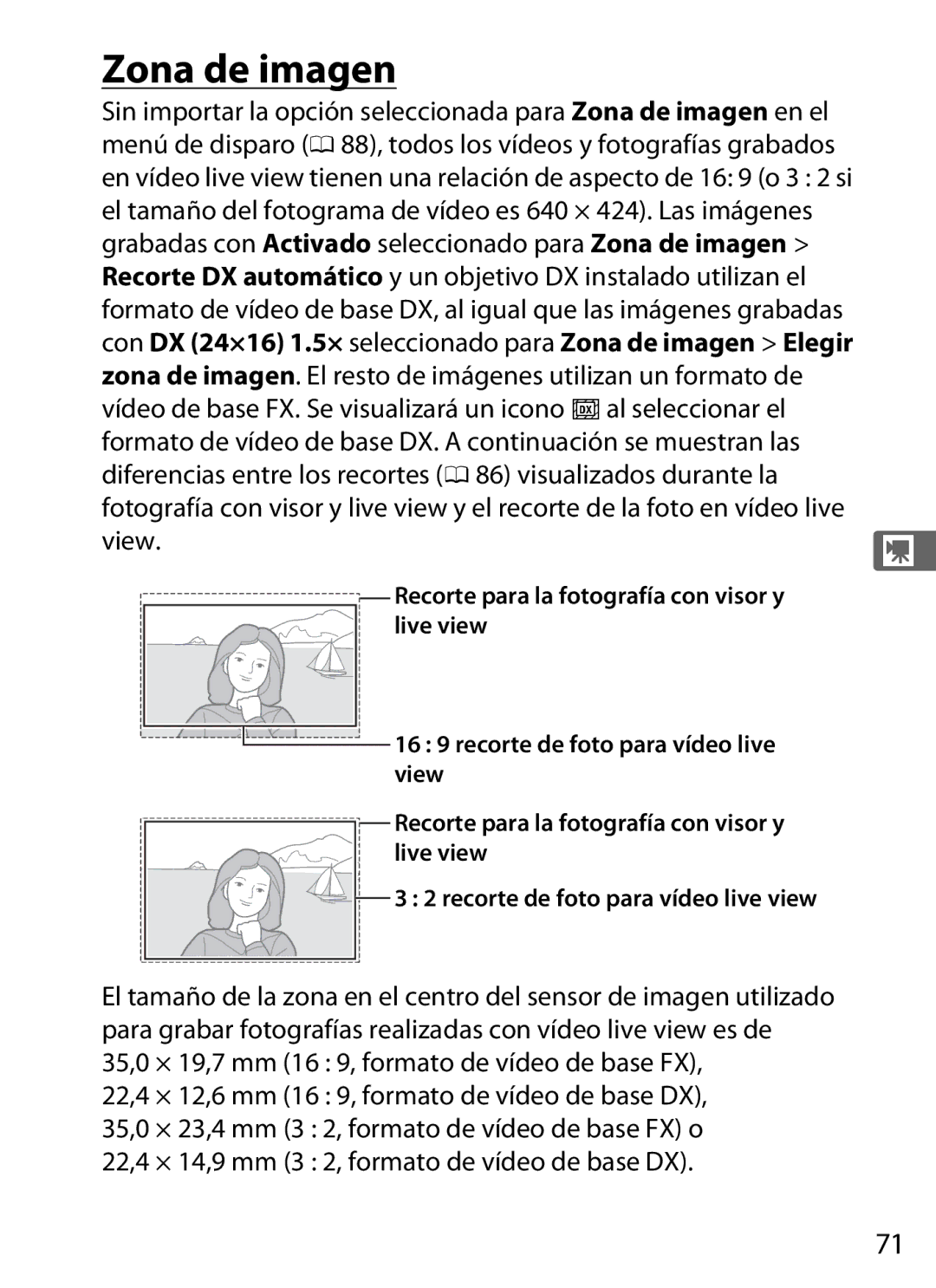 Nikon SB1L01 manual Con DX 24×16 1.5× seleccionado para Zona de imagen Elegir 