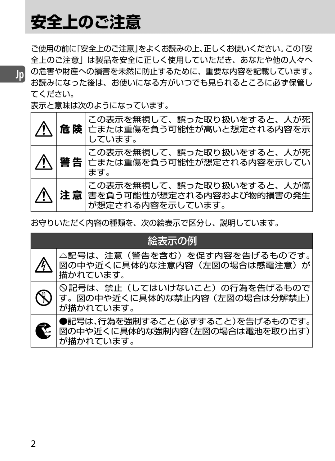 Nikon SD-9 user manual 安全上のご注意 