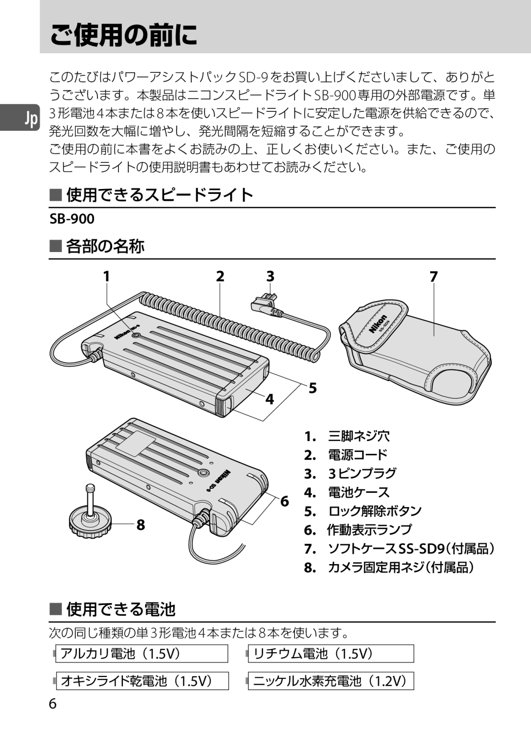 Nikon SD-9 user manual ご使用の前に, SB-900 