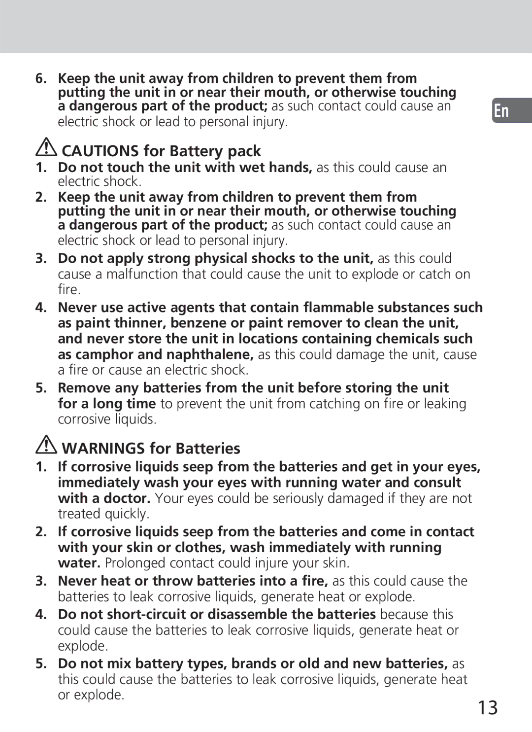 Nikon SD-9 user manual Electric shock or lead to personal injury 