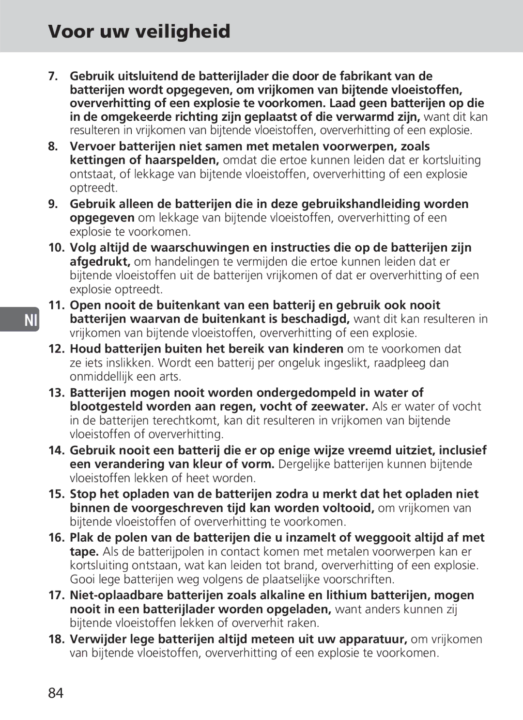 Nikon SD-9 user manual Voor uw veiligheid 