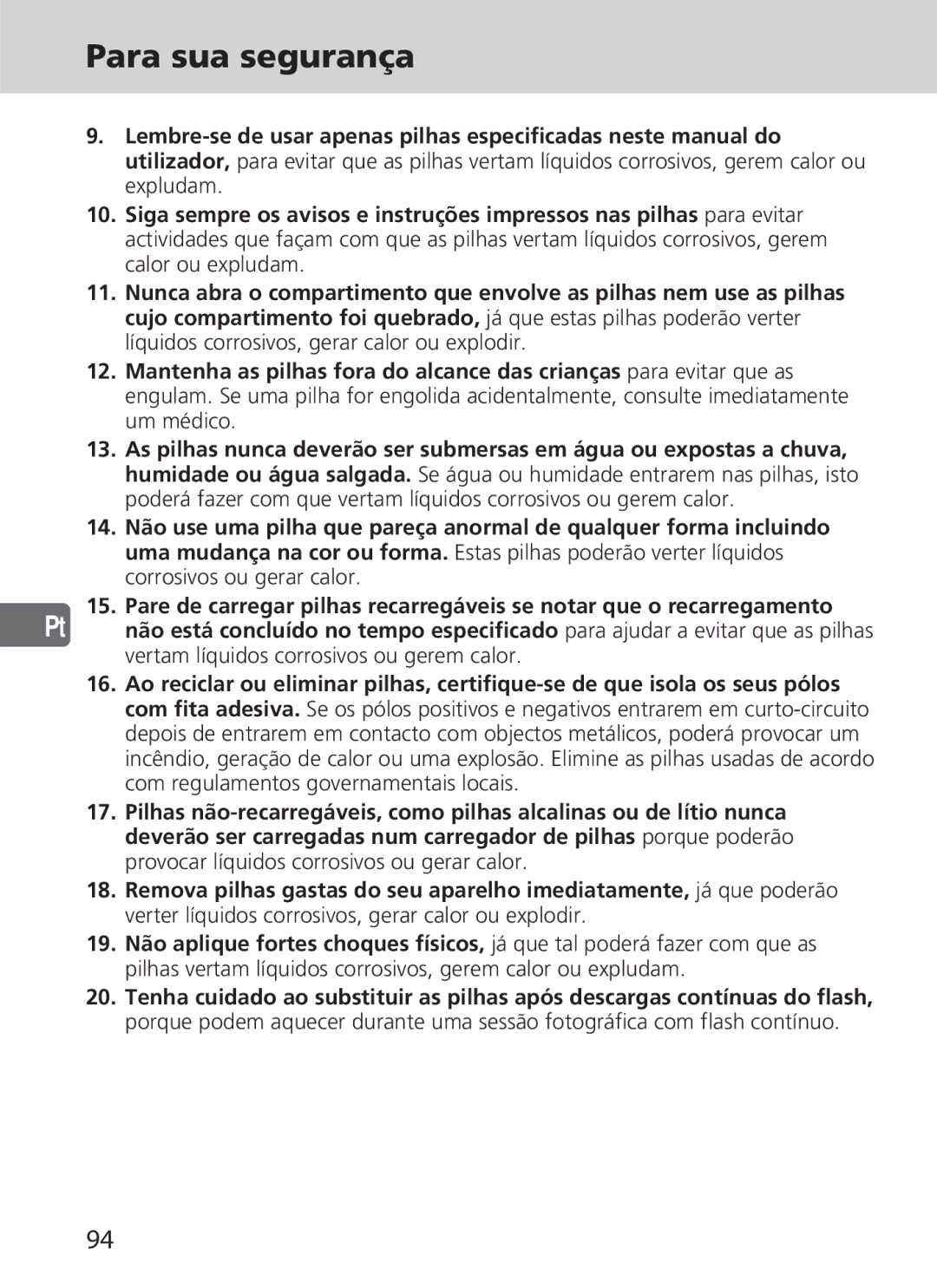 Nikon SD-9 user manual Para sua segurança 