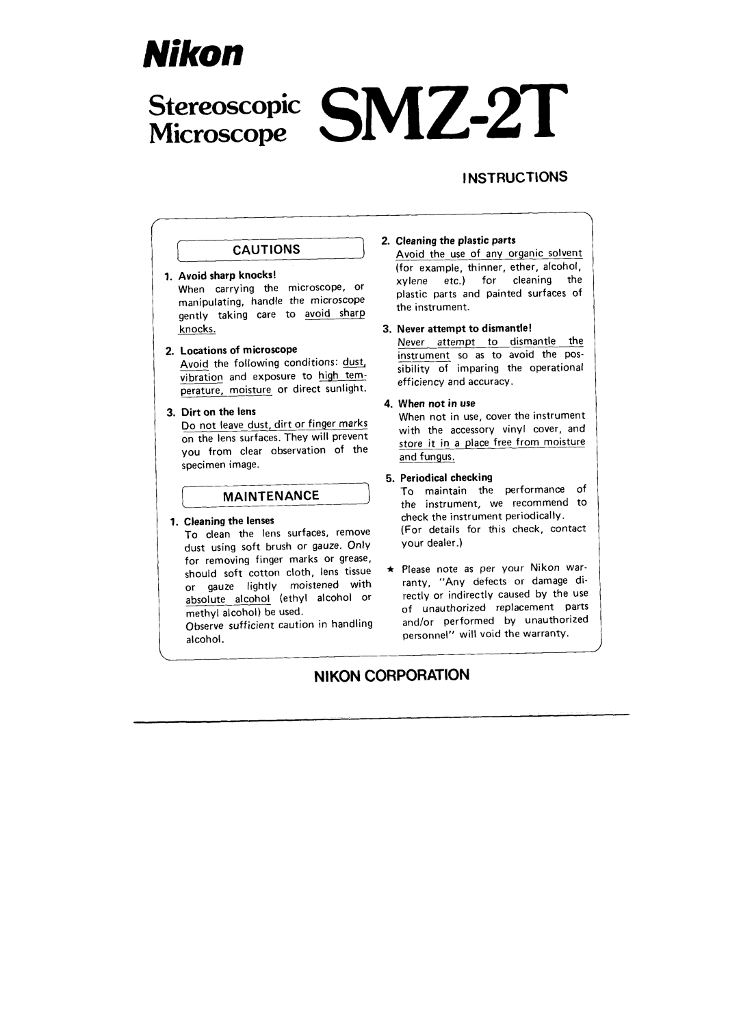 Nikon SMZ-2T manual 