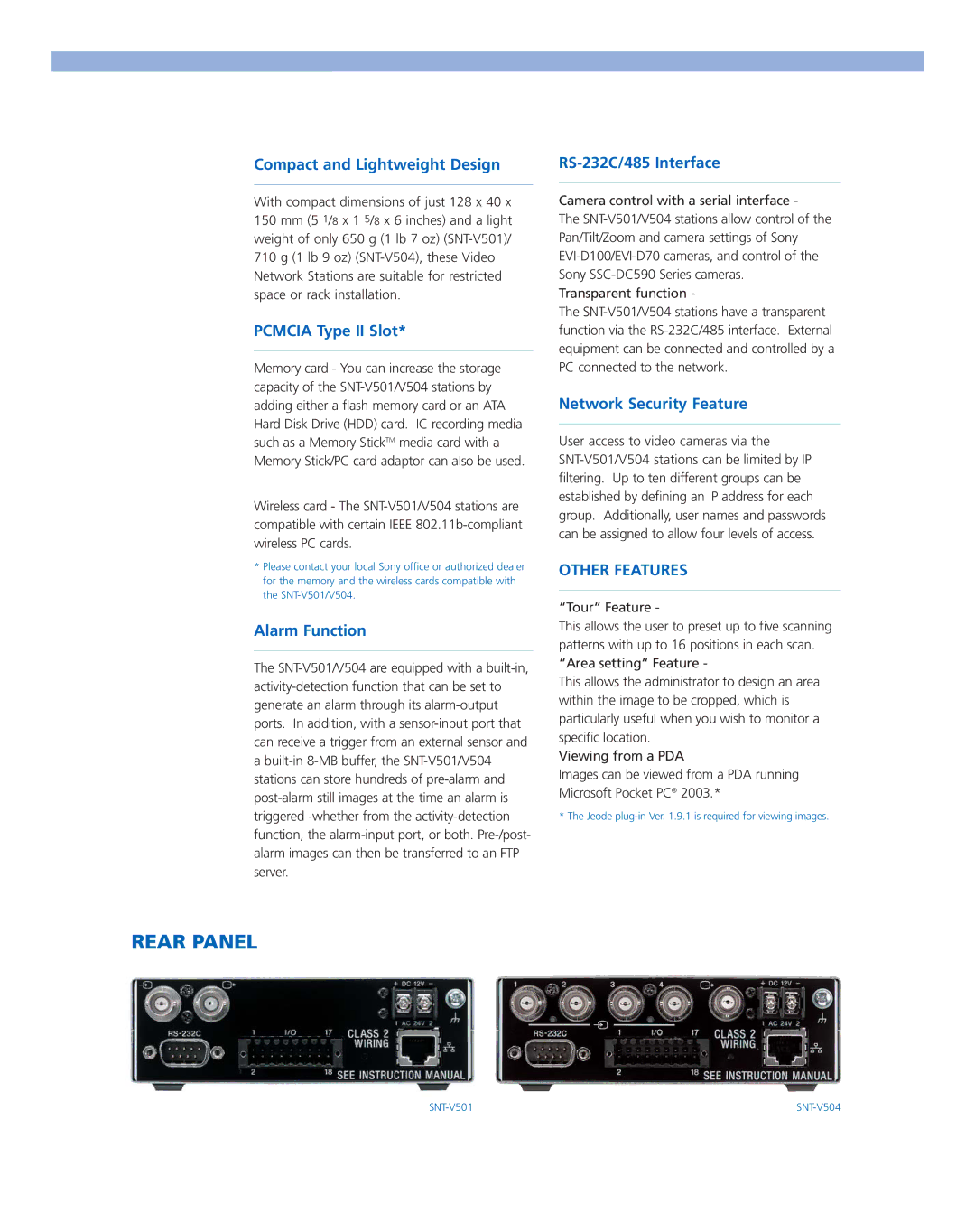 Nikon SNT-V501, SNT-V504 manual Rear Panel 