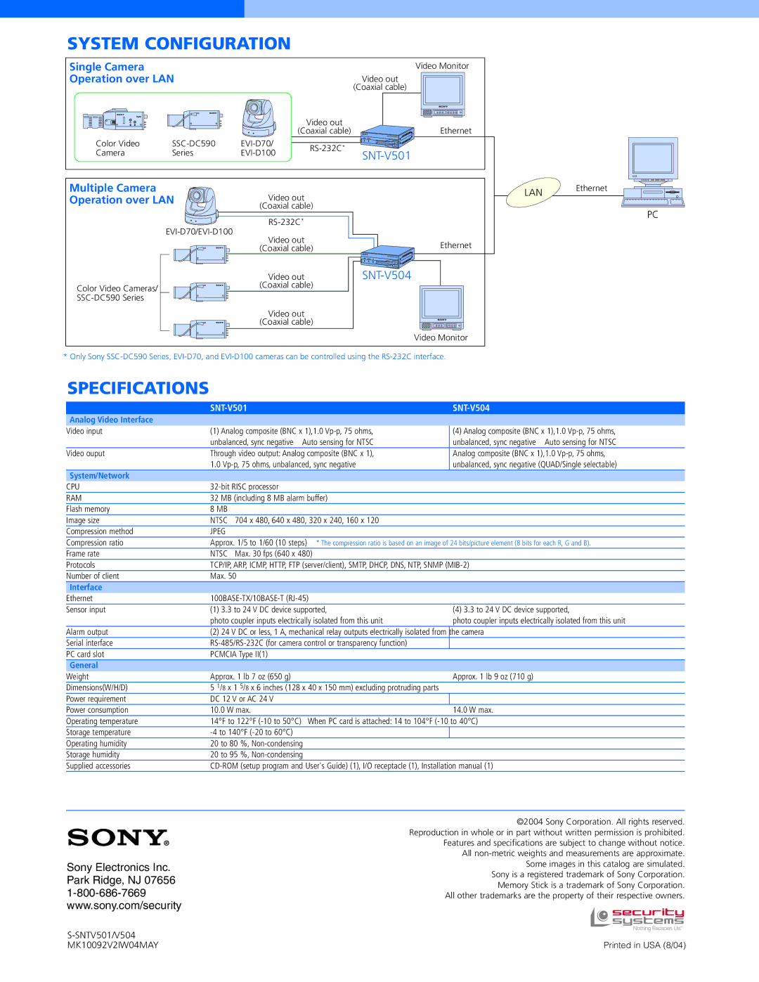 Nikon SNT-V504, SNT-V501 manual System Configuration 