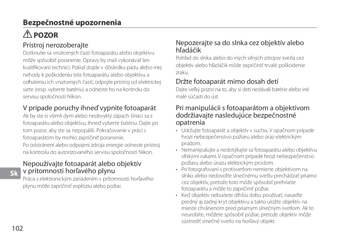 Nikon TC-20E III manual Bezpečnostné upozornenia 