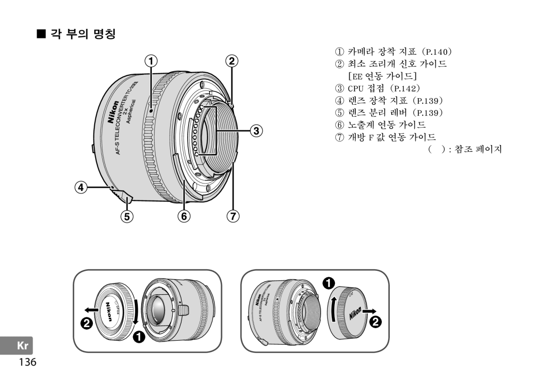 Nikon TC-20E III manual 부의 명칭, 136 