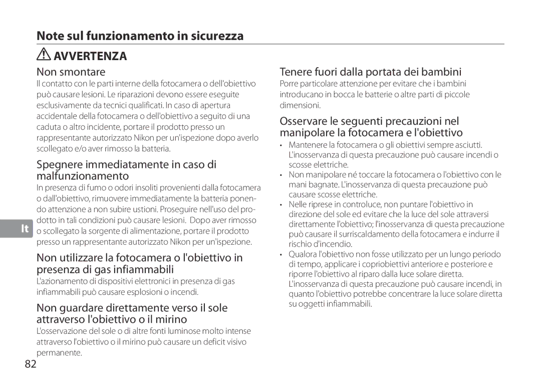 Nikon TC-20E III Non smontare, Spegnere immediatamente in caso di malfunzionamento, Tenere fuori dalla portata dei bambini 