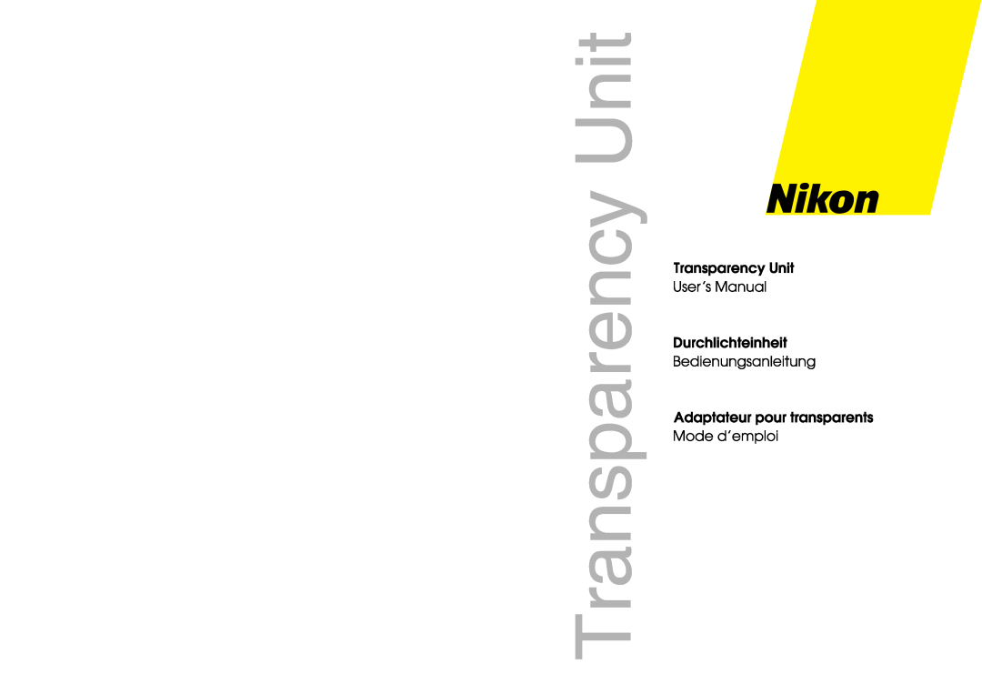 Nikon Transparency Unit manual 