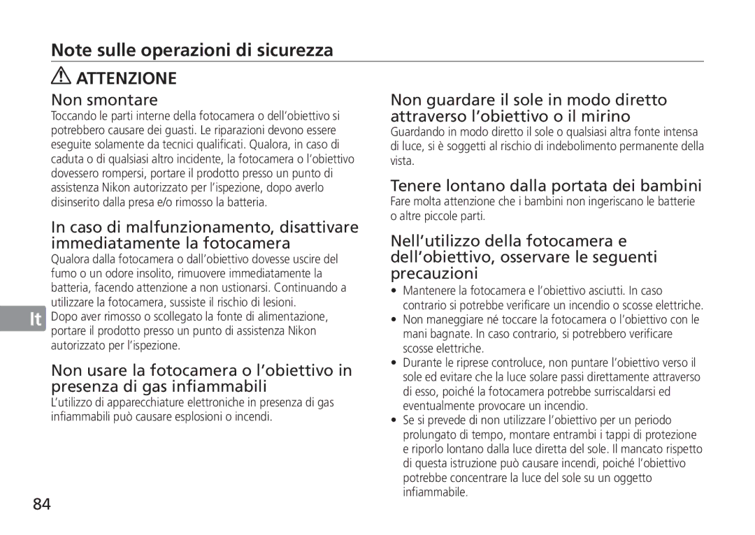 Nikon TT9J02(E3) manual Non smontare, Tenere lontano dalla portata dei bambini 