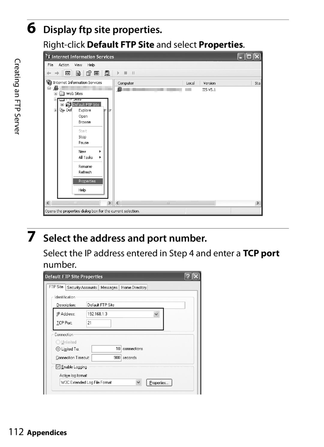 Nikon UT-1 user manual Display ftp site properties 