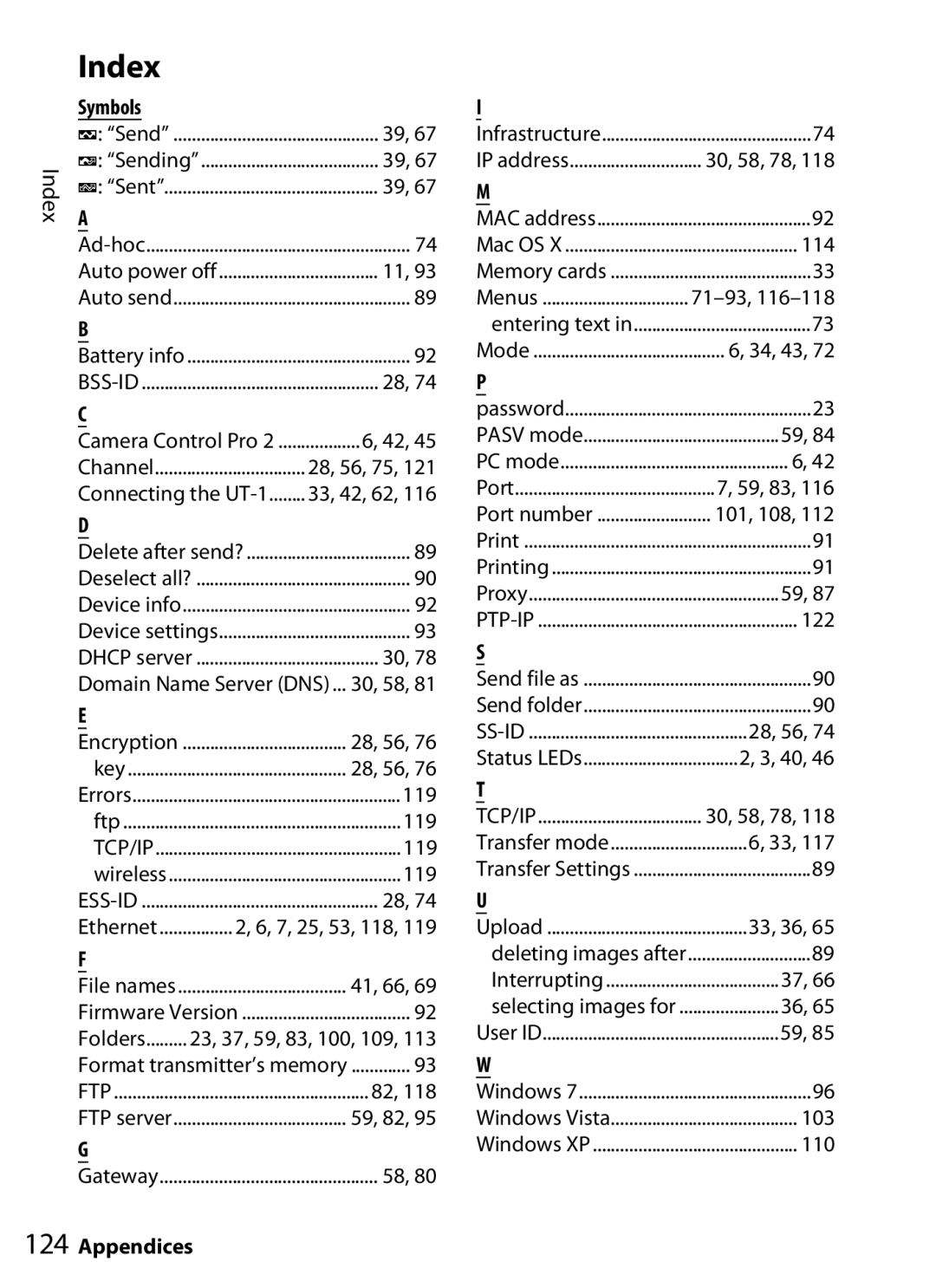 Nikon UT-1 user manual Index 