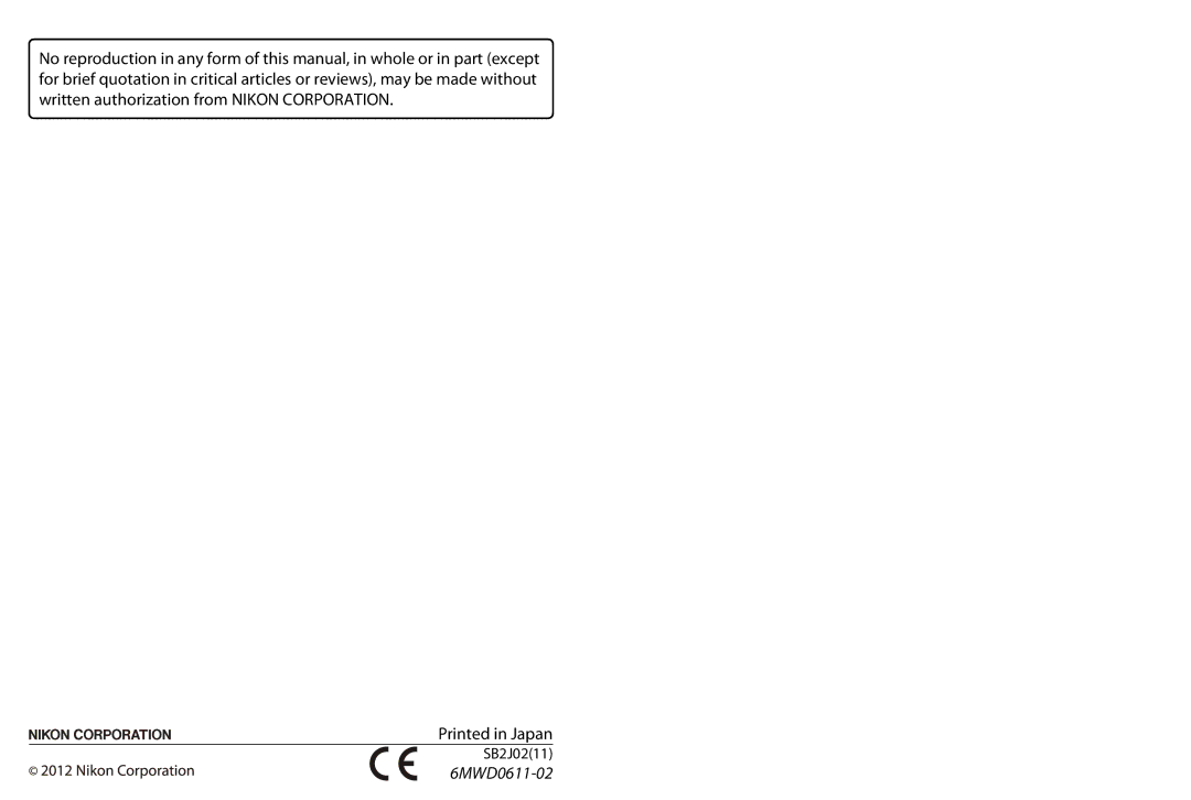 Nikon UT-1 user manual 6MWD0611-02 