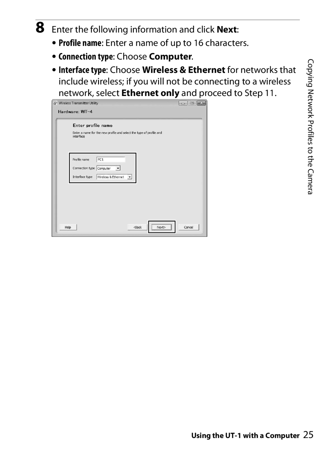 Nikon UT-1 user manual Connection type Choose Computer 