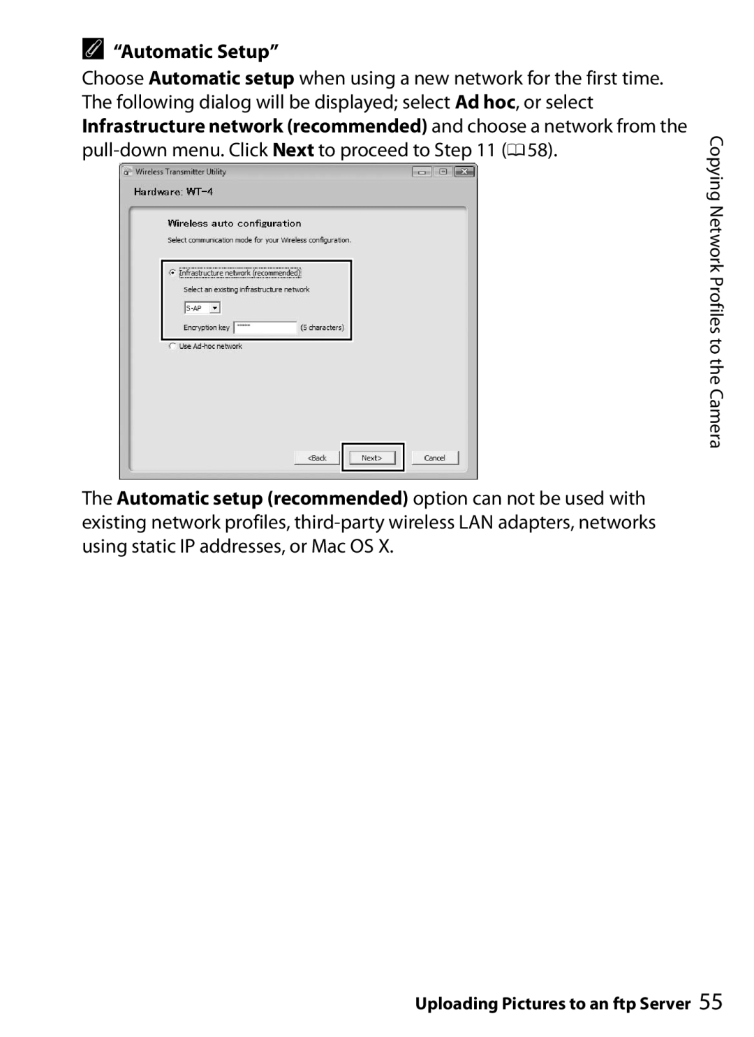 Nikon UT-1 user manual Automatic Setup 