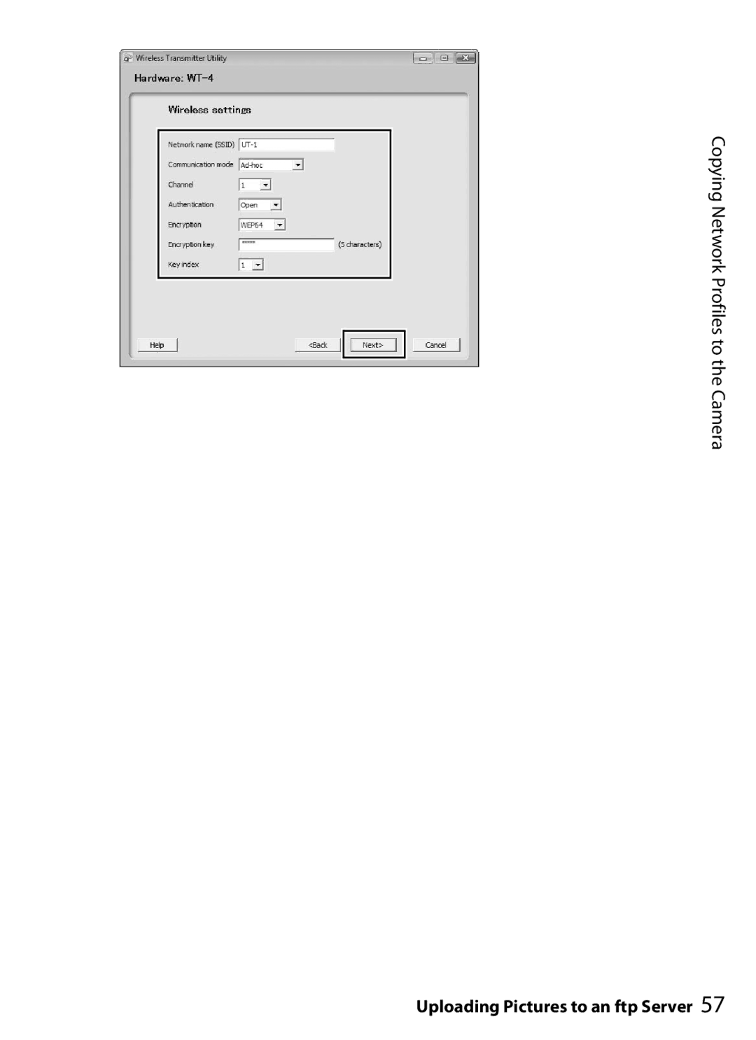 Nikon UT-1 user manual Copying Network Profiles to the Camera 