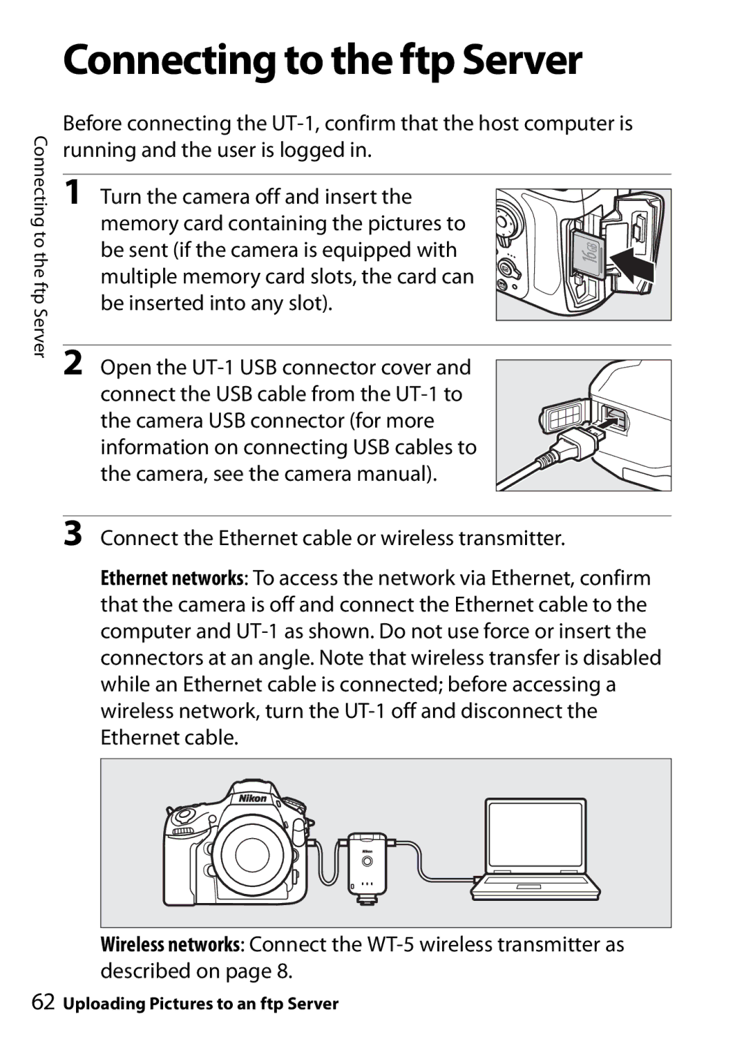 Nikon UT-1 user manual Connecting to the ftp Server 