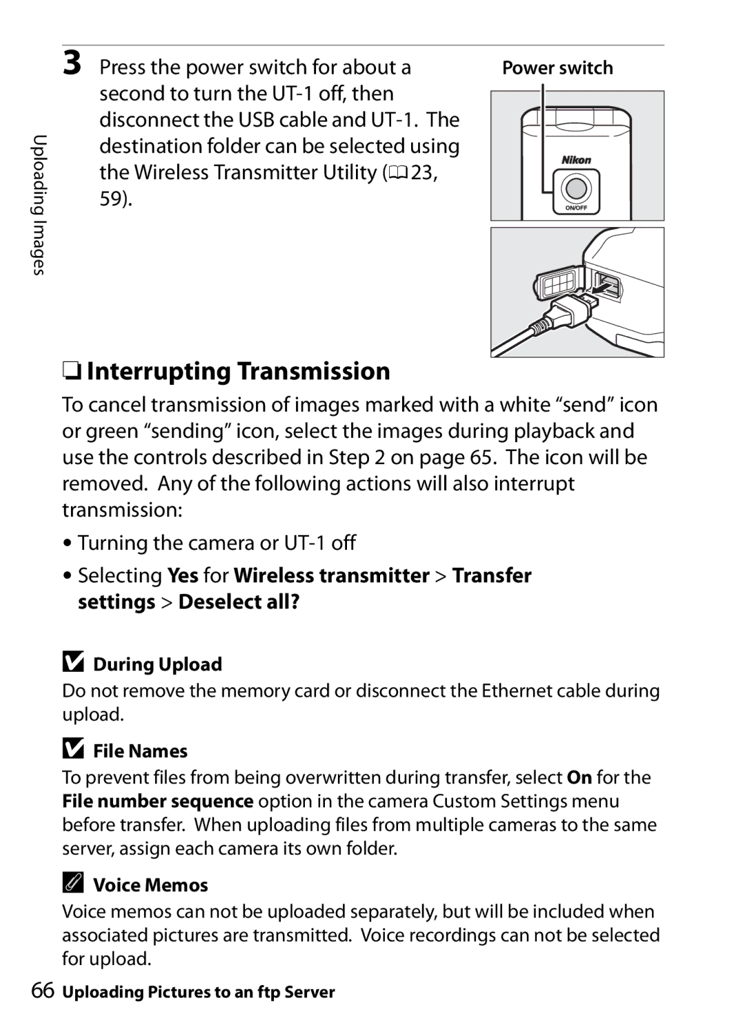 Nikon UT-1 user manual During Upload, File Names 