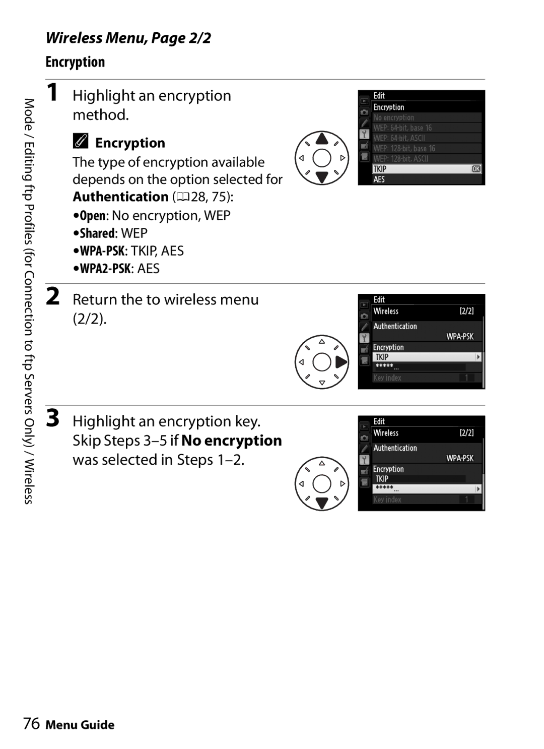 Nikon UT-1 user manual Encryption, Shared WEP 