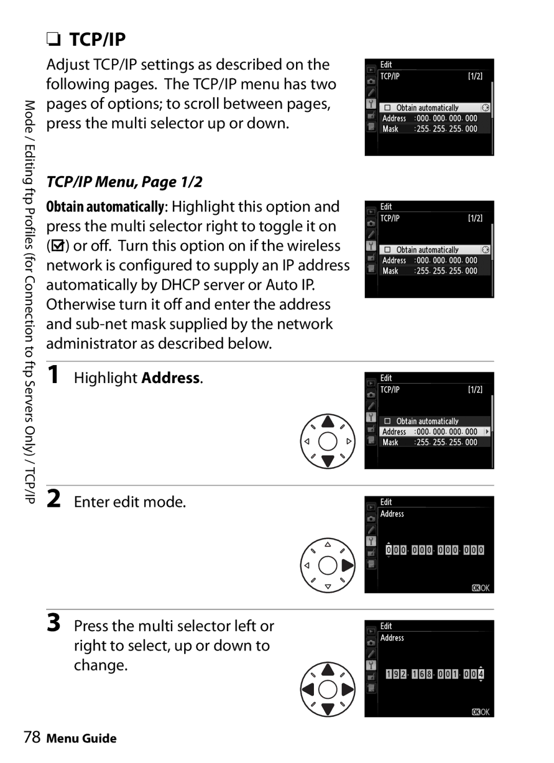 Nikon UT-1 user manual Tcp/Ip 