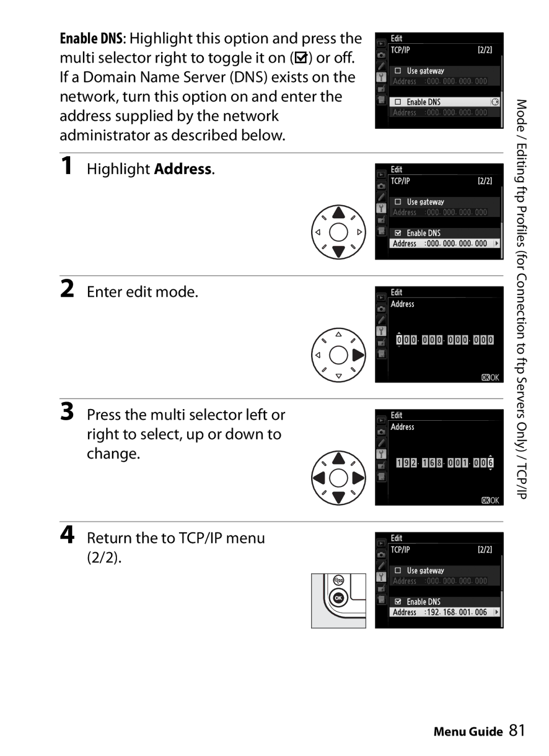 Nikon UT-1 user manual Menu Guide 