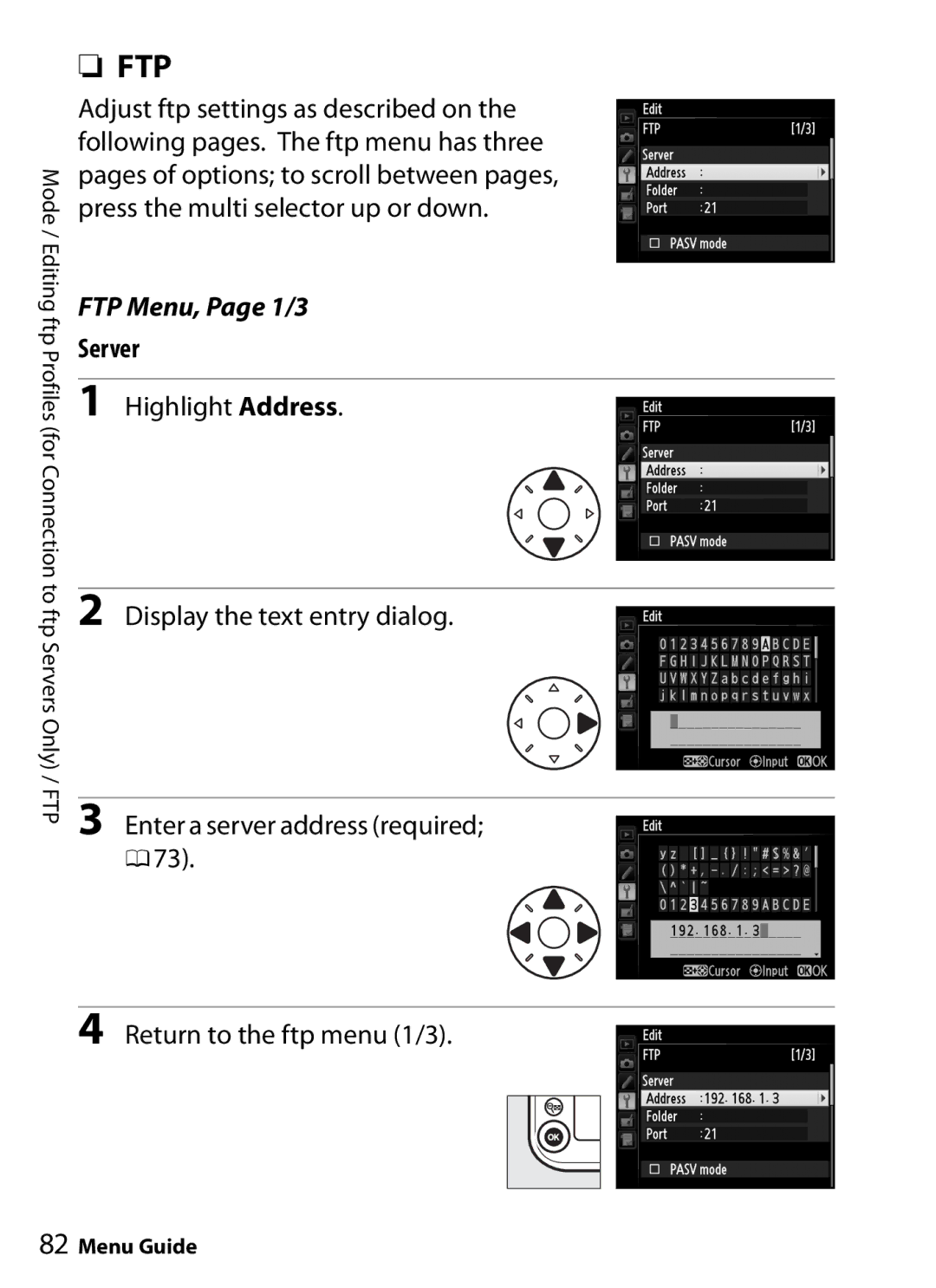 Nikon UT-1 user manual Ftp, Server 