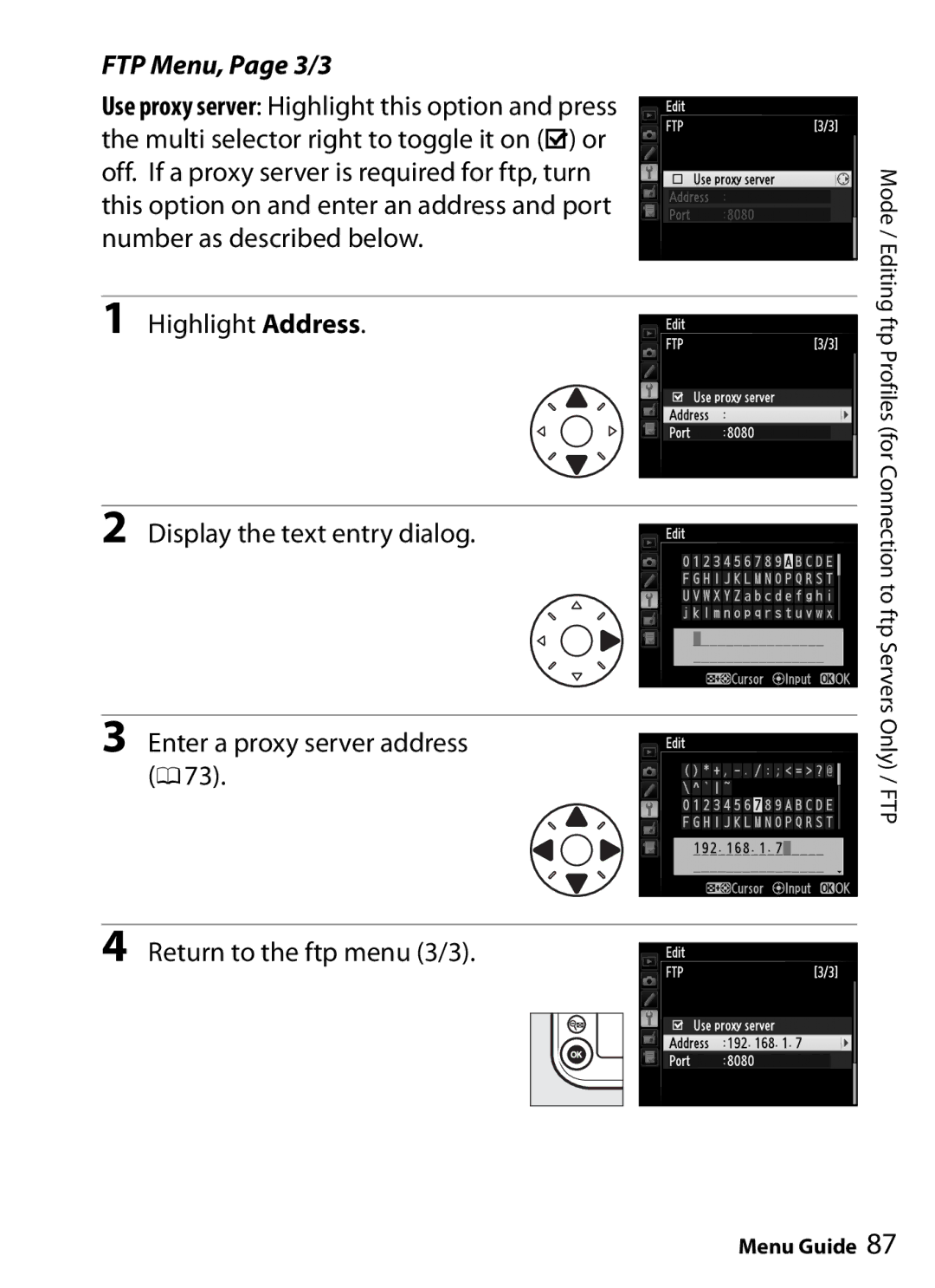 Nikon UT-1 user manual FTP Menu, Page 3/3 