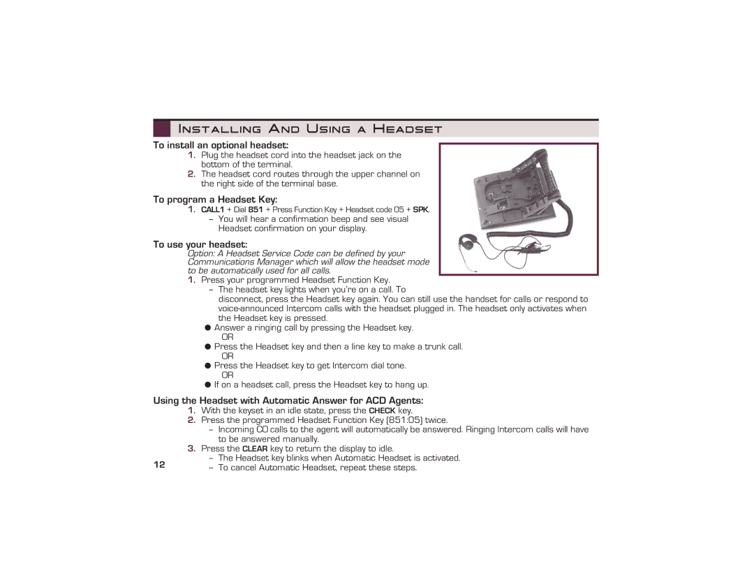 Nikon UX5000 Installing And Using a Headset, To install an optional headset, To program a Headset Key, To use your headset 