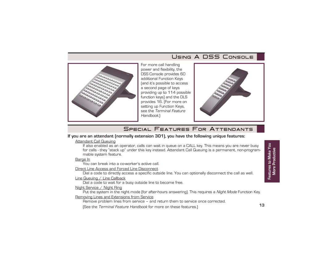 Nikon UX5000 manual Using a DSS Console, Special Features For Attendants 