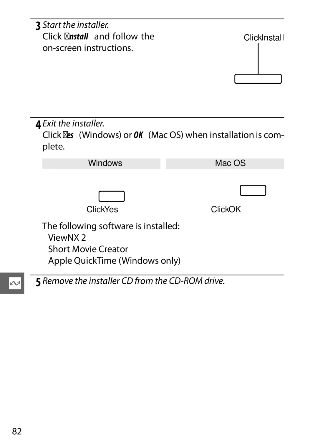 Nikon V1 manual Start the installer, Exit the installer 