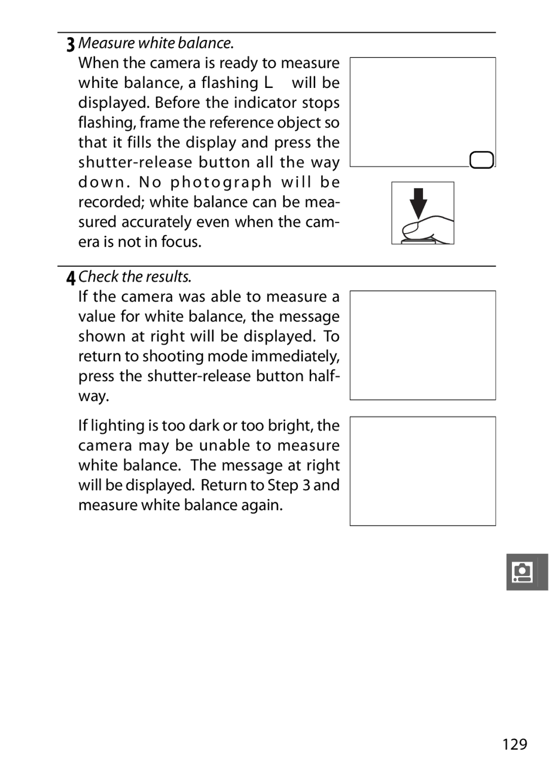 Nikon V1 manual Measure white balance, Check the results, 129 