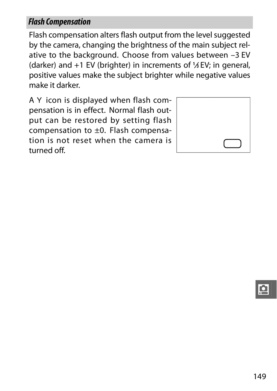 Nikon V1 manual Flash Compensation 