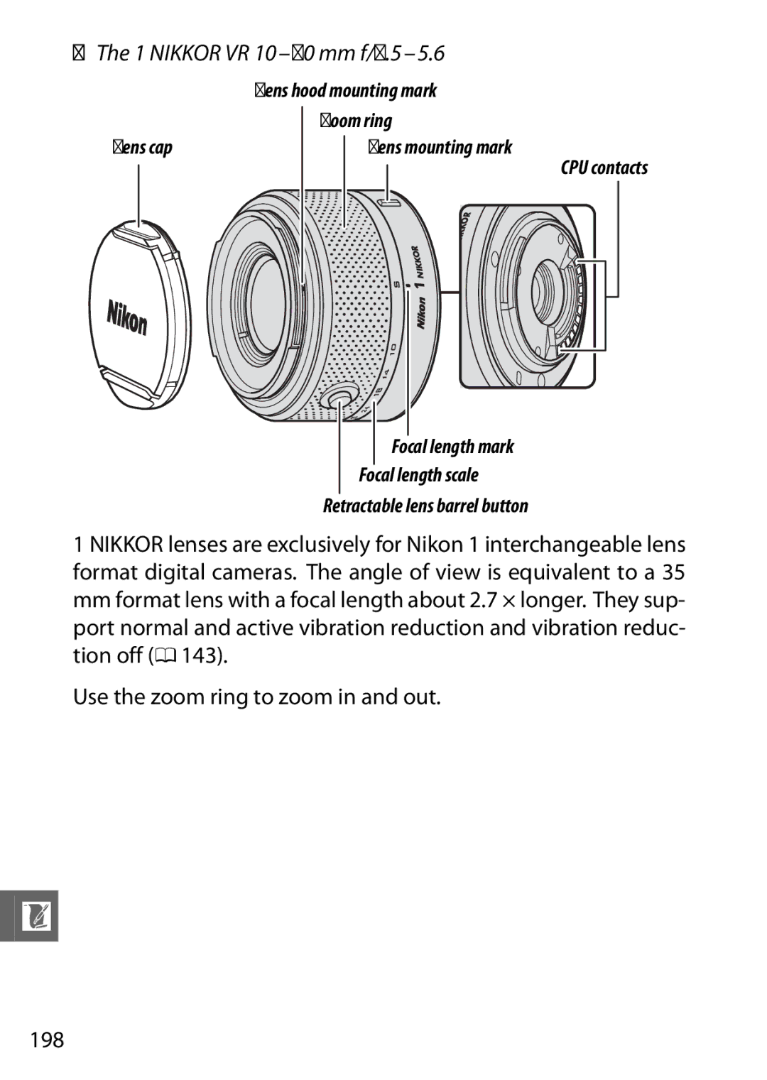 Nikon V1 manual Nikkor VR 10-30 mm f/3.5-5.6 