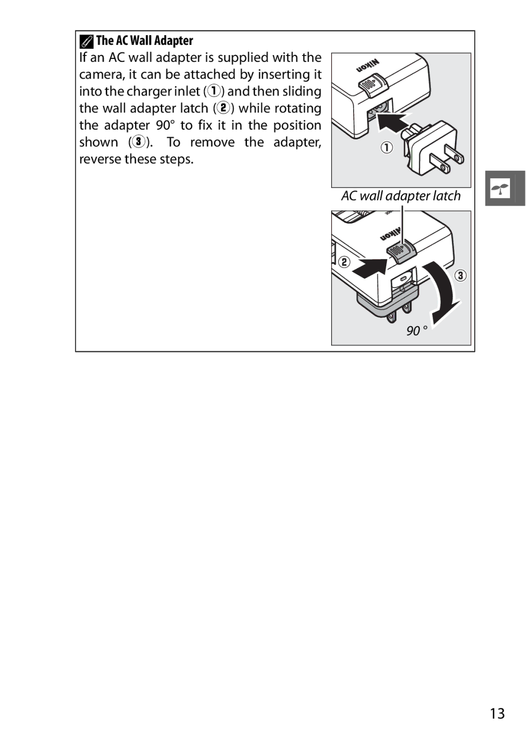 Nikon V1 manual AThe AC Wall Adapter 