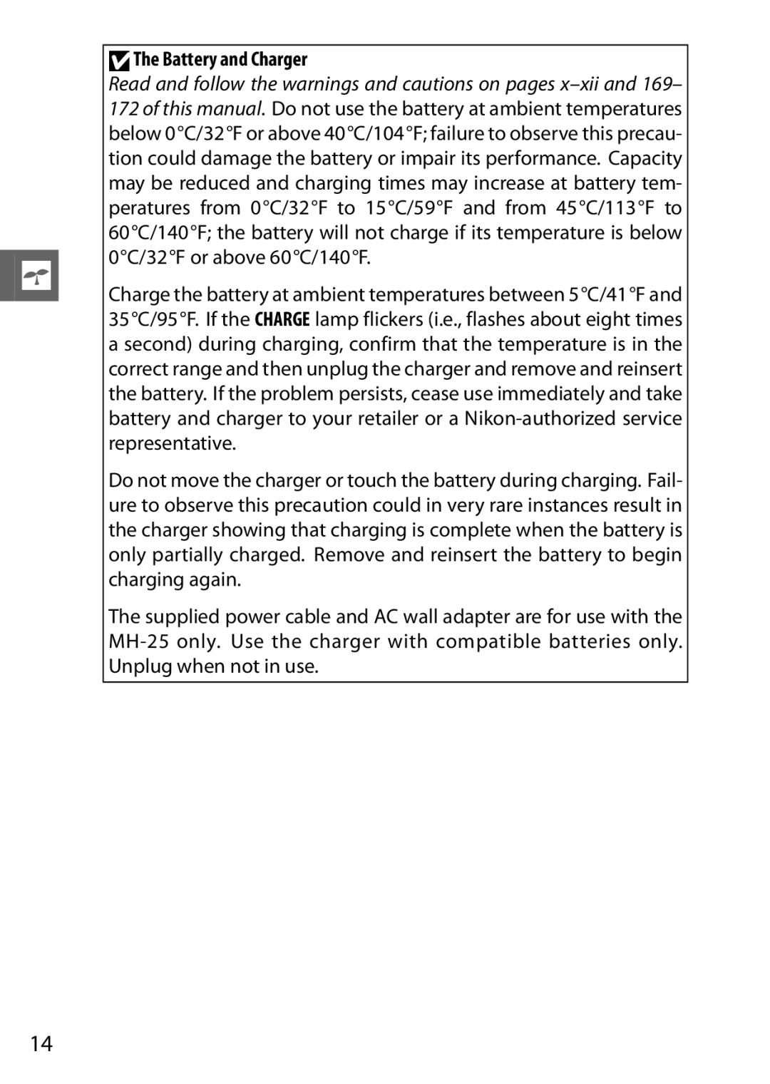 Nikon V1 manual DThe Battery and Charger 