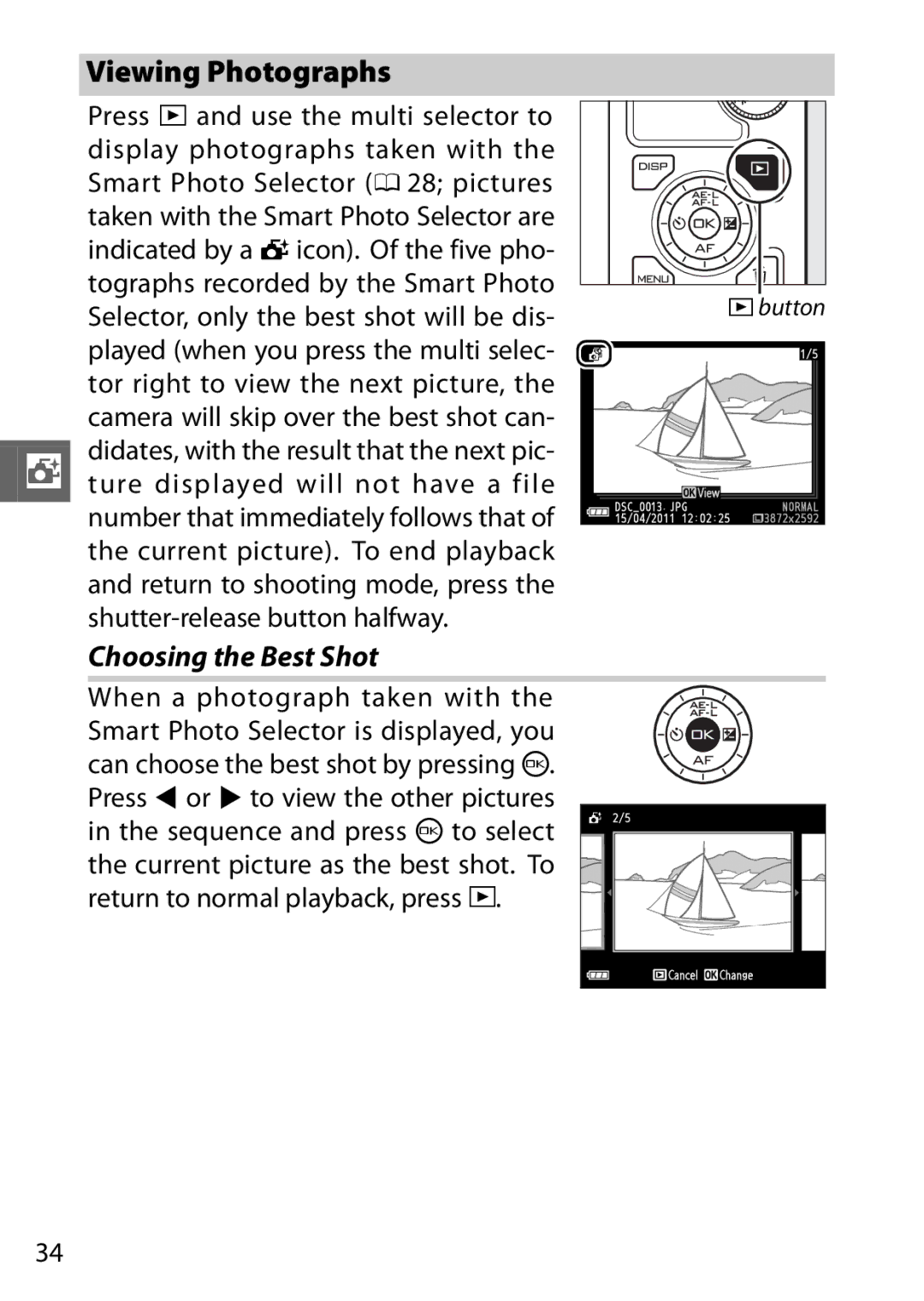 Nikon V1 manual Choosing the Best Shot, Selector, only the best shot will be dis 