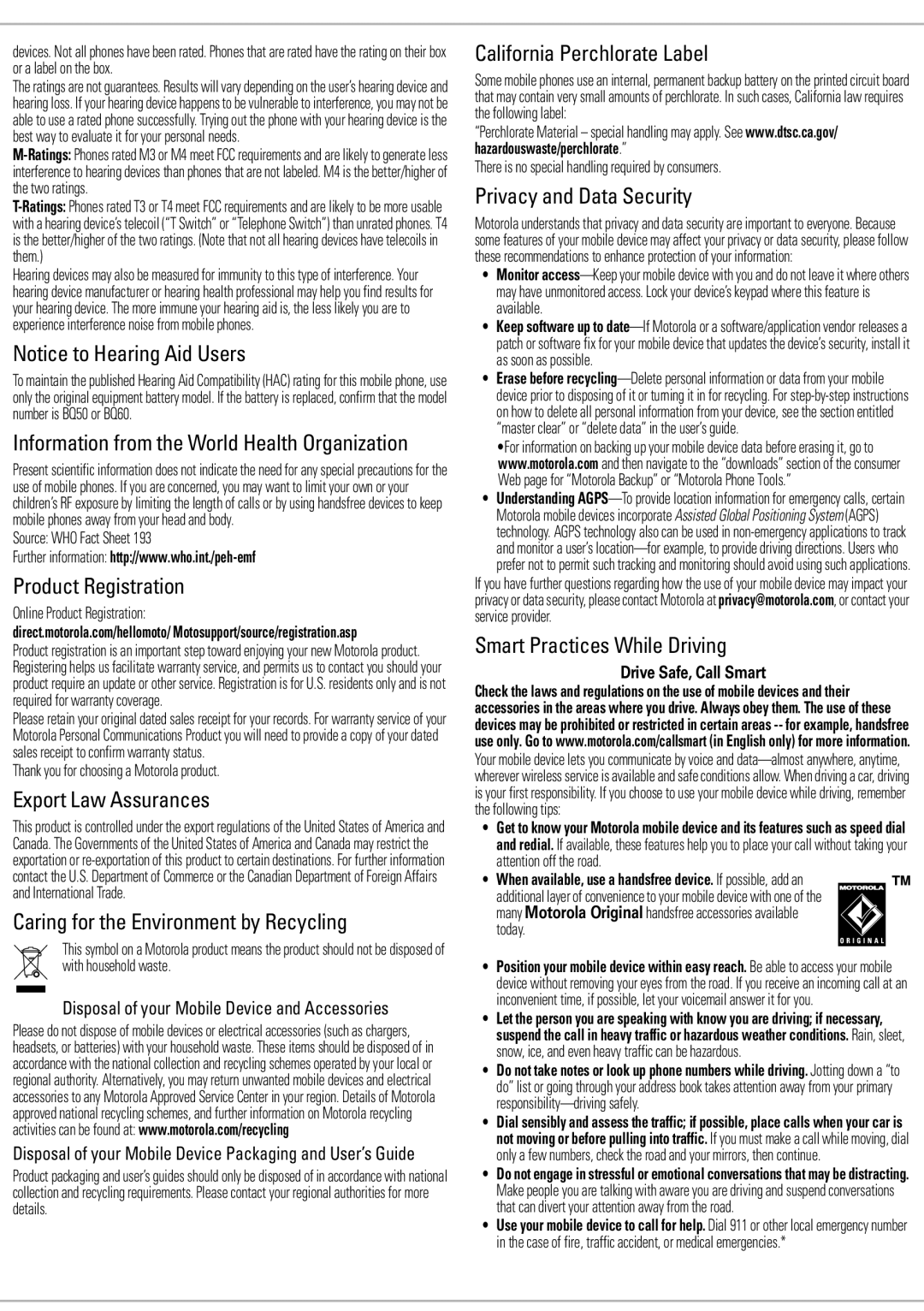 Nikon VE240 manual Information from the World Health Organization, Product Registration, Export Law Assurances 