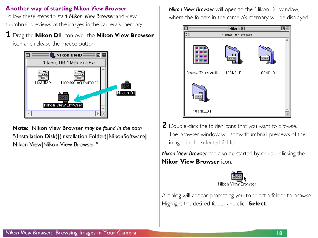 Nikon View DX manual Another way of starting Nikon View Browser 