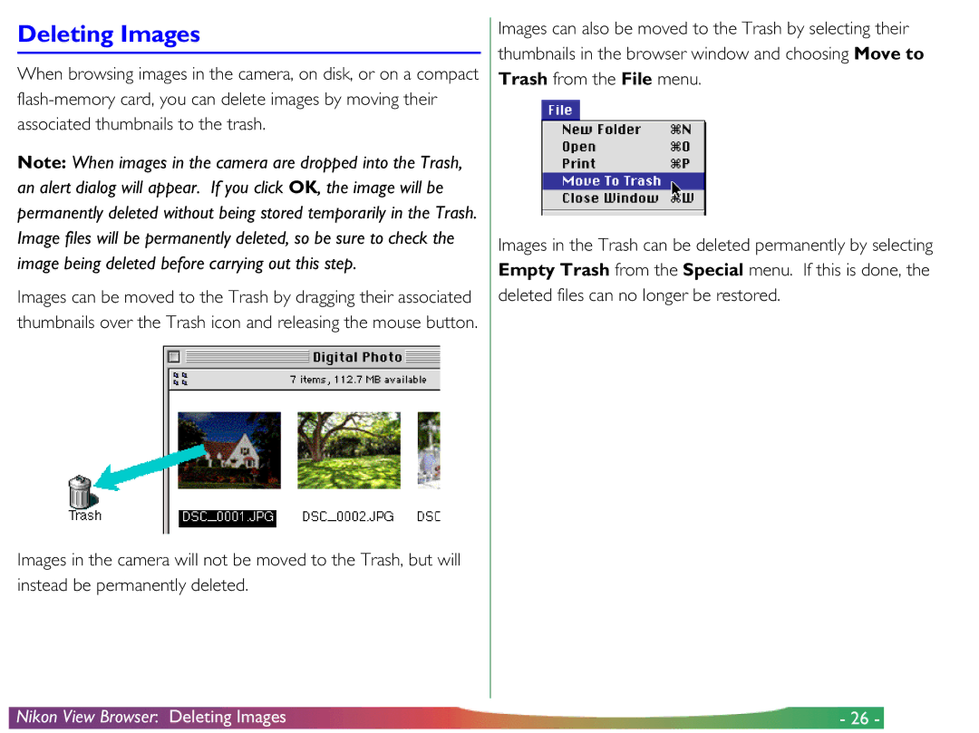 Nikon View DX manual Deleting Images 