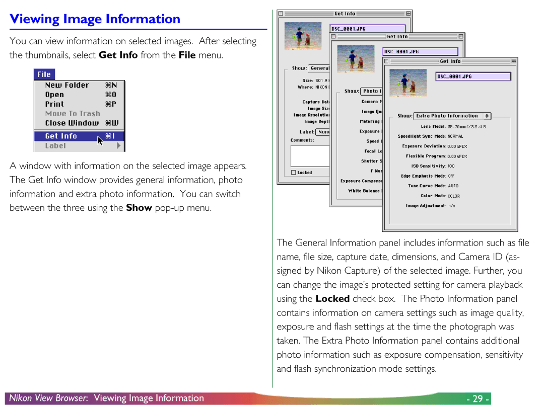 Nikon View DX manual Viewing Image Information 