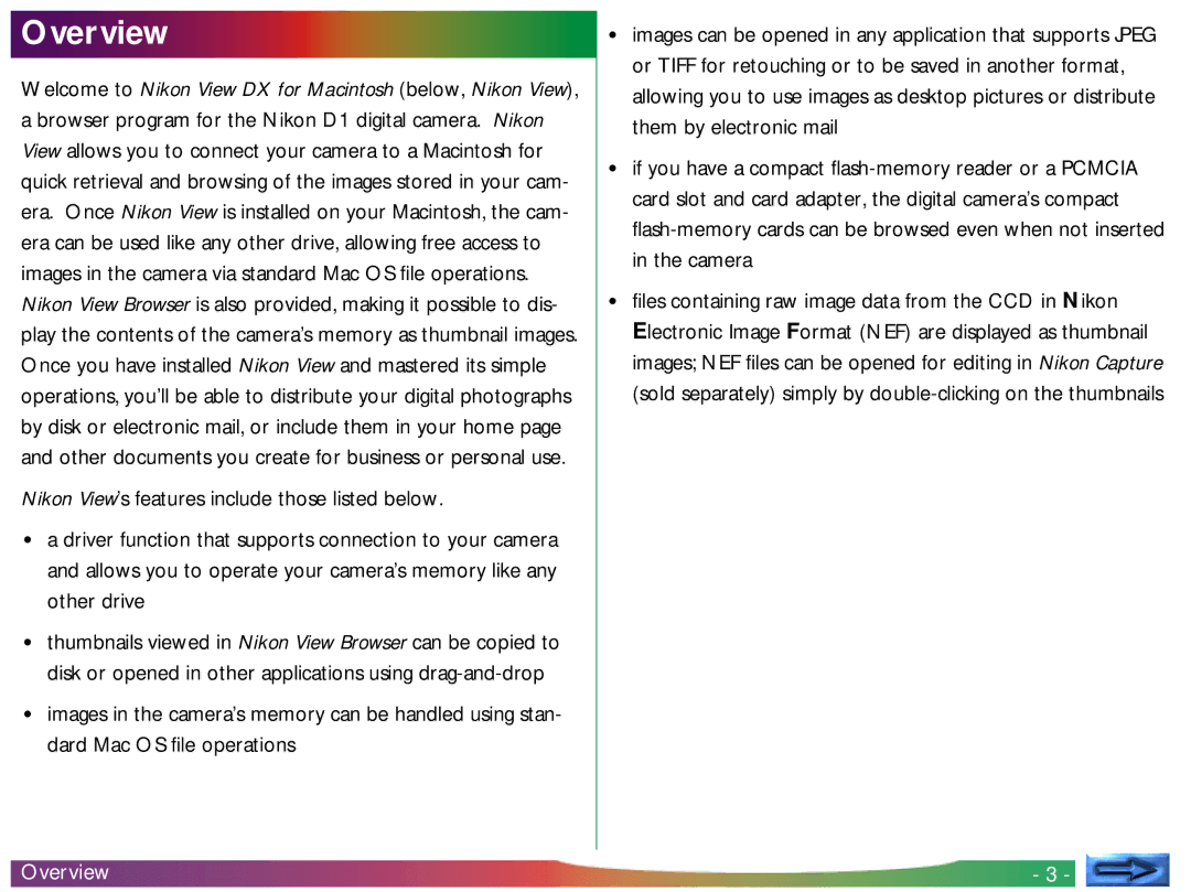 Nikon View DX manual Overview 