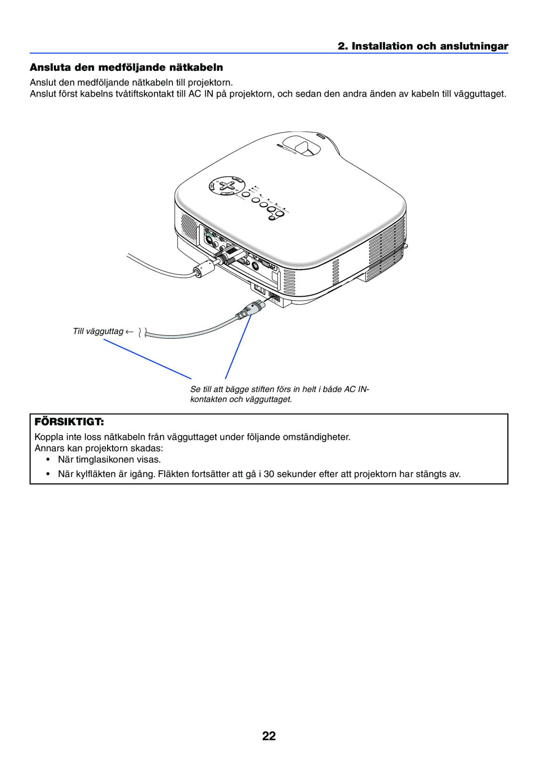 Nikon VT470 manual Försiktigt 