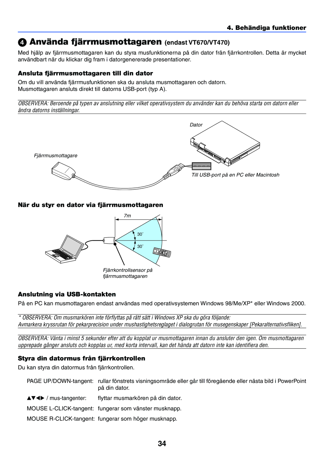 Nikon manual Använda fjärrmusmottagaren endast VT670/VT470 