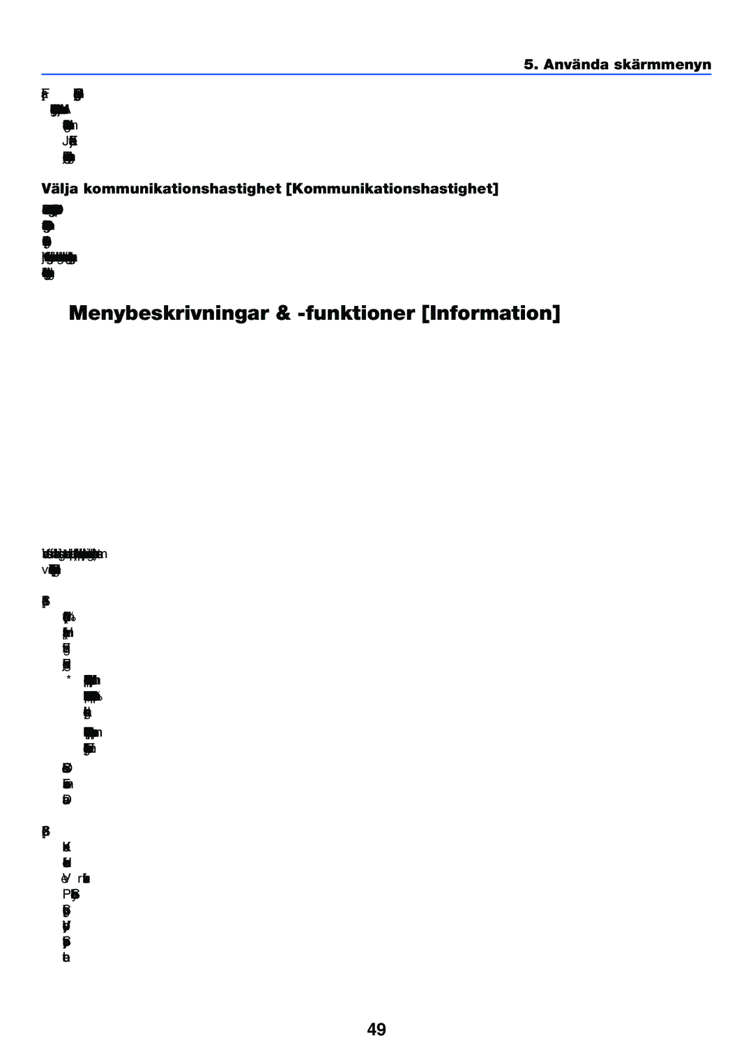 Nikon VT470 manual Menybeskrivningar & -funktioner Information, Välja kommunikationshastighet Kommunikationshastighet 