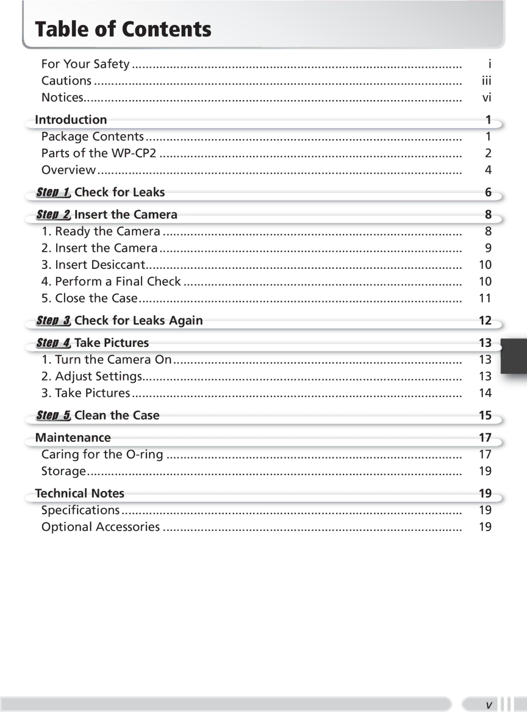 Nikon WP-CP2 user manual Table of Contents 