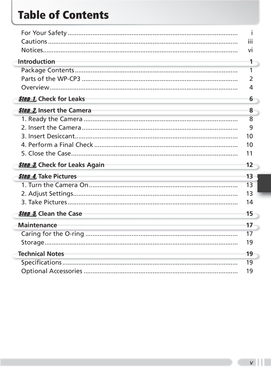 Nikon WP-CP3 user manual Table of Contents 