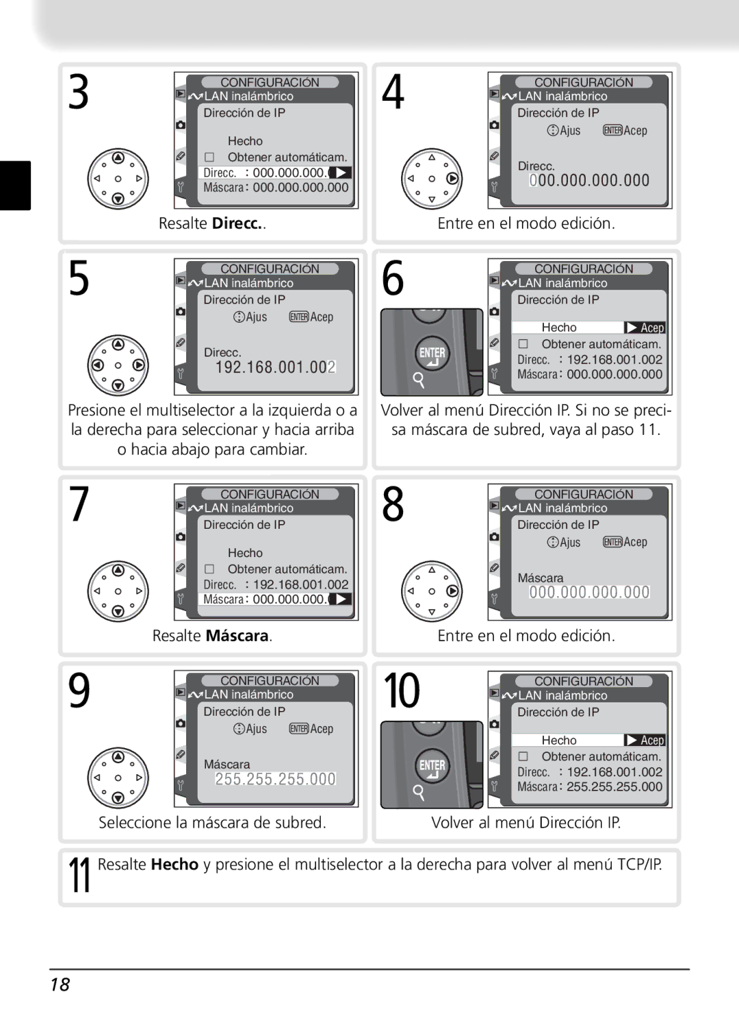 Nikon WT-1 user manual Resalte Direcc 